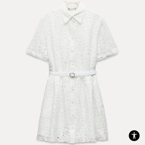 Zara EMBROIDERED EYELET MINI DRESS